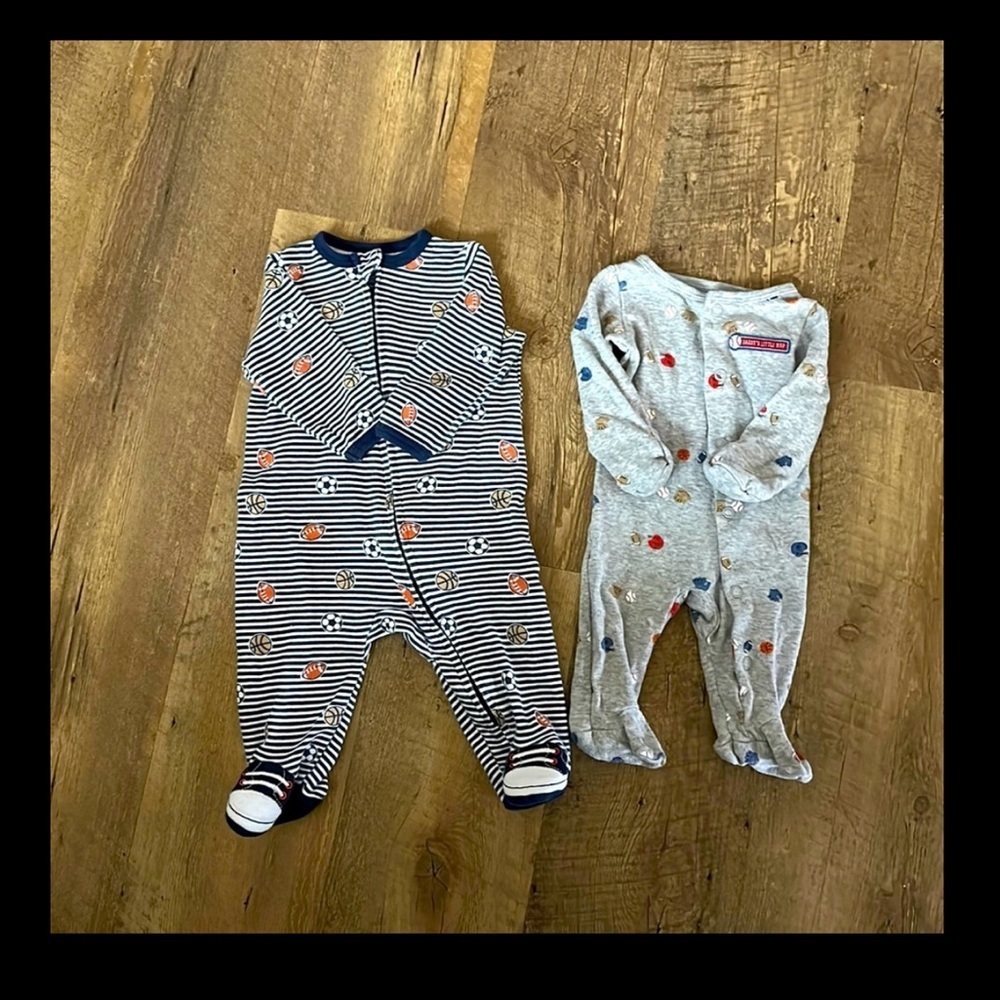 Boys Carters and Little Me Footsies 3M/ NB Blue and Gray